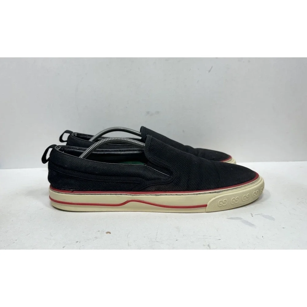Gucci Tennis 1977 Tweed Slip On Sneakers Men's Size 12 US / 11 UK Black